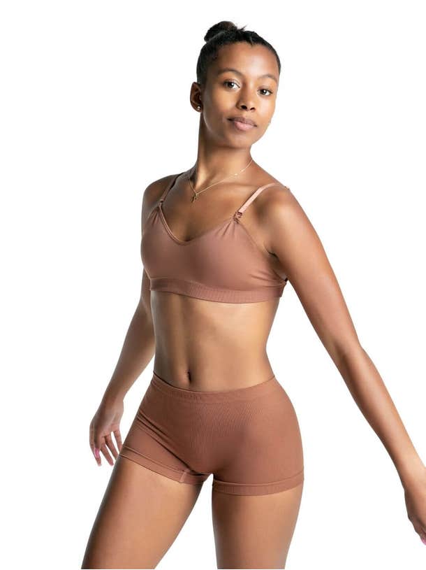 Capezio Women's Seamless Clear Back Bra With Transition Straps, Nude, Small  